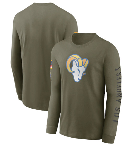 Men's Los Angeles Rams 2022 Olive Salute to Service Long Sleeve T-Shirt